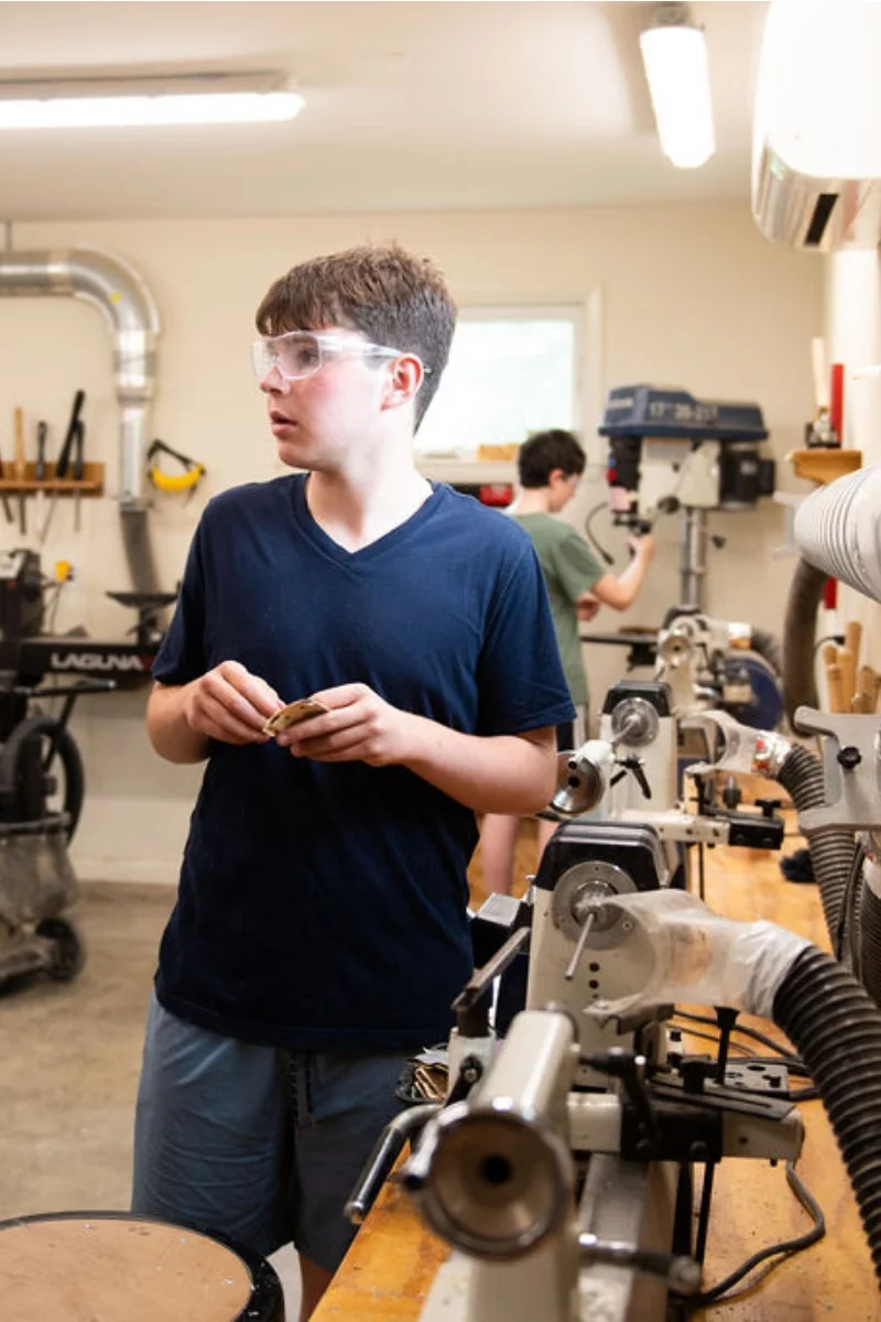 Keswick student in woodshop class