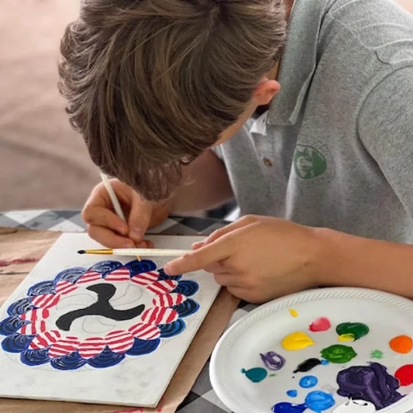 student painting